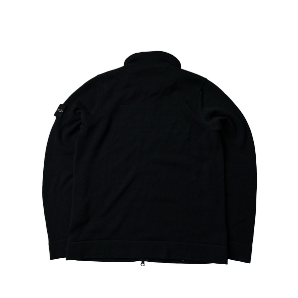 Stone Island 2022 Black Knit Zipped Nylon Hood Jumper - Medium  