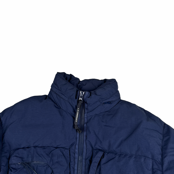 CP Company Navy Flatt Nylon Down Filled Lens Viewer Puffer Jacket - Small