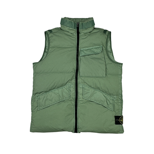 Stone Island 2022 Green Naslan Light Watro Down-TC Gilet - Medium