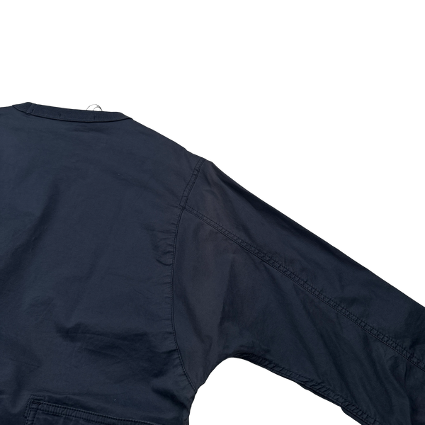 Stone Island 2021 Navy Brushed Cotton Cargo Pullover Overshirt - Small