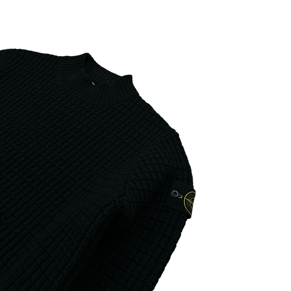 Stone Island 2024 Black Virgin Wool Knit Jumper - Large