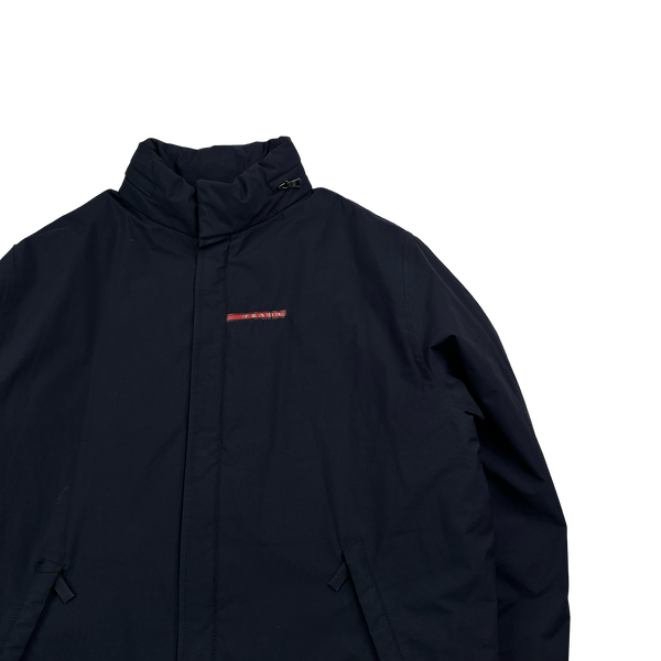 Prada Navy Nylon Red Label Long Jacket - XL
