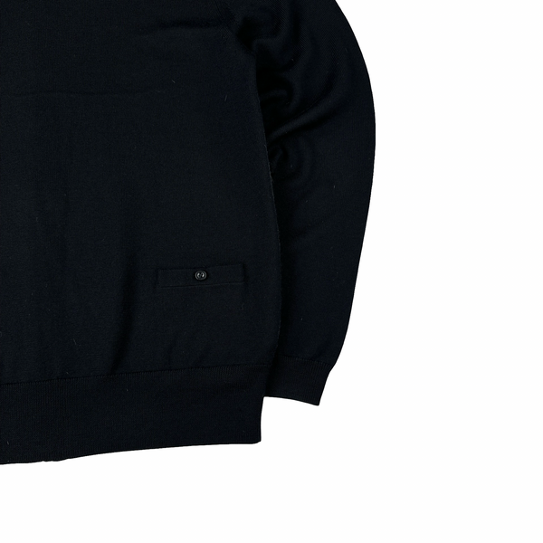 Fred Perry Black Grey Details Crewneck Zipped Knit - Large