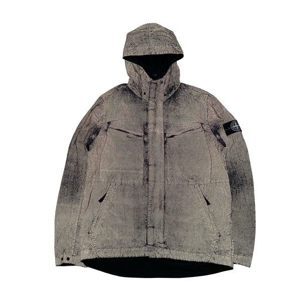 Stone Island 2016 Black Silver Pixel Reflective Hooded Jacket - Large
