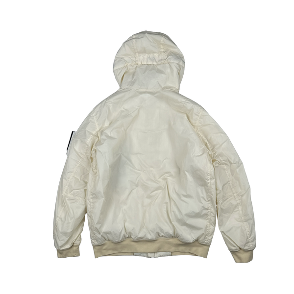 Stone Island 2025 White Garment Dyed Crinkle Reps NY Jacket - Large