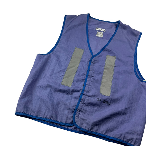 Stone Island 80's Vintage Light Weight Reflective Velcro Vest - XL