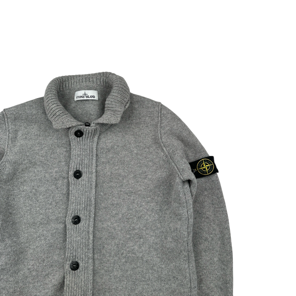 Stone Island 2015 Grey Lambswool Buttoned Knit Jumper - Medium