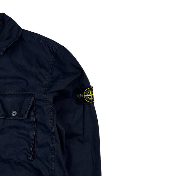 Stone Island 2021 Navy Cotton Zipped Overshirt - Medium