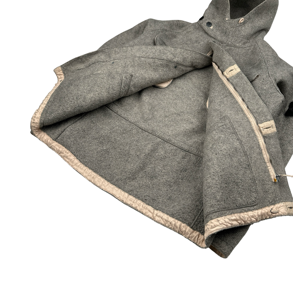 Stone Island 2005 Grey Multi Pocket Felt Hooded Jacket - XL