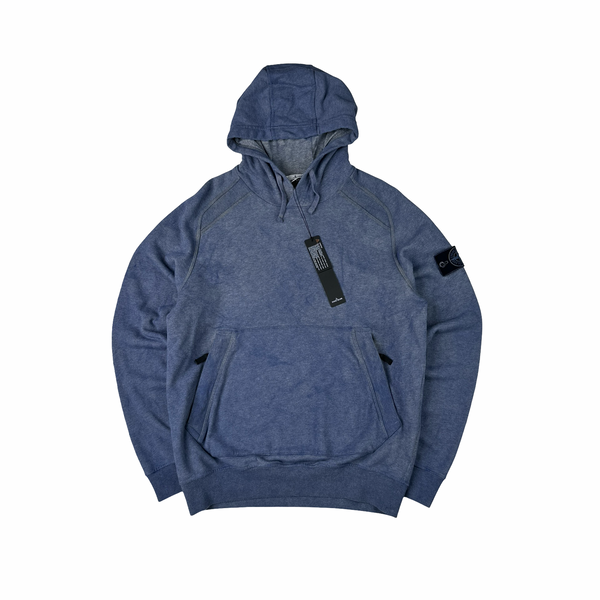 Stone Island 2021 Blue Dust Treatment Pullover Hoodie - Small