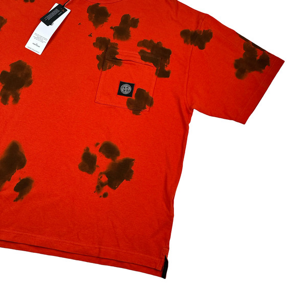 Stone Island 2023 Red Hand Colouring Cotton Top - Large - XL