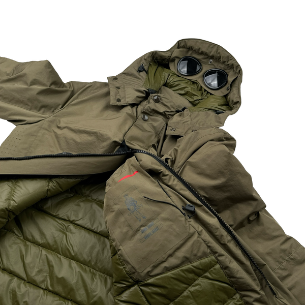 CP Company Khaki Micro M Down Filled Goggle Jacket - Large