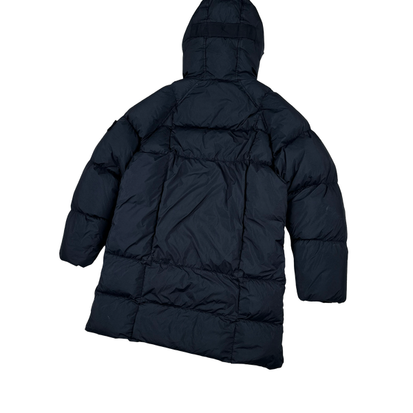 Stone Island 2019 Navy Garment Dyed Crinkle Reps Dual Hood Parka Jacket - Small