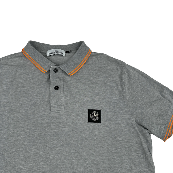 Stone Island 2018 Grey Orange Piped Polo Shirt - XL