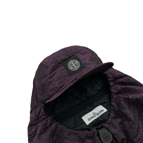 Stone Island Purple Nylon Metal Poplin 3D Effect Primaloft Cap Snood