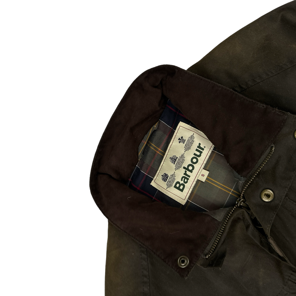 Barbour Corbridge Brown Cotton Flannel Lined Wax Field Jacket - Small