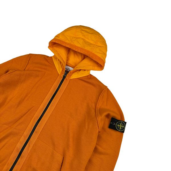 Stone Island 2017 Orange Nylon Hood Knit Zipped Jumper - XL