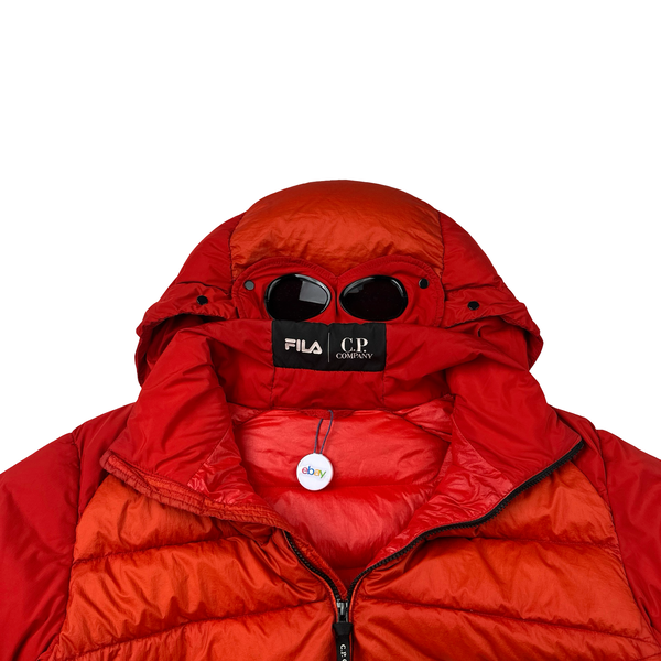 CP Company X Fila Red D D Shell Down Filled Goggle Jacket - Large
