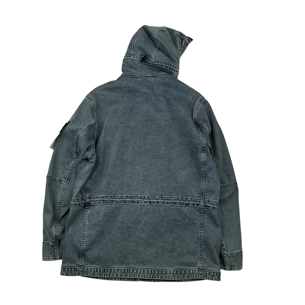 Stone Island 2018 Foam Resin Treated Denim Parka Jacket - Large