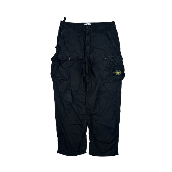 Stone Island 2019 LO Black Cotton Baggy Cargos - 34"
