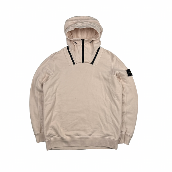 Stone Island 2022 Misty Rose Zip Off Hood Pullover Cotton Jumper - Large