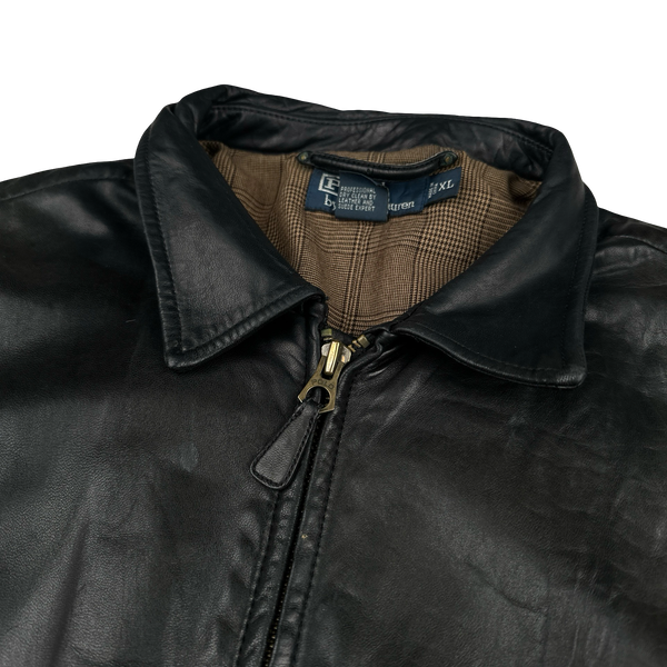 Ralph Lauren Black Heavyweight Leather Jacket - XL