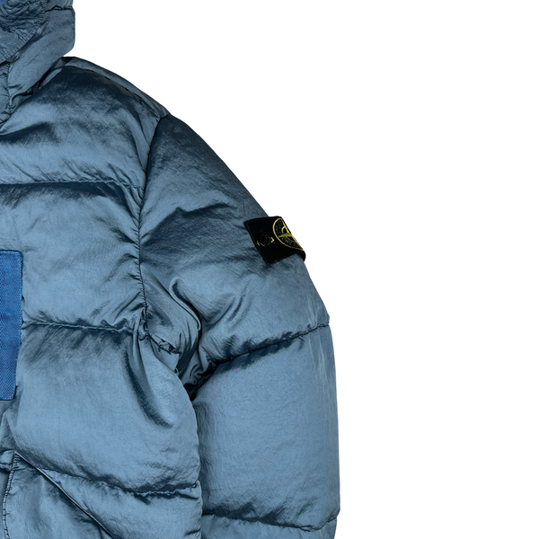 Stone Island 2022 Baby Blue Nylon Metal Econyl Down Puffer Jacket - Large