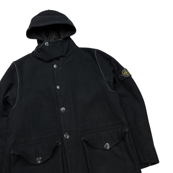 Stone Island 2002 Wool Black Coat - Medium