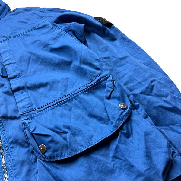 Stone Island 2009 Electric Blue Resin Treated Satin Multipocket Jacket - XL