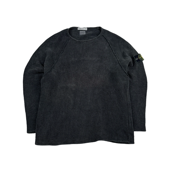 Stone Island Grey Chenille Knit Vintage Jumper - Large