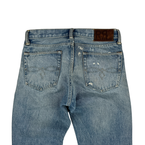 RRL Selvedge Denim Light Wash Ripped Jeans - Small