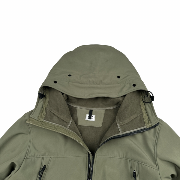 CP Company Khaki Soft Shell R Fleece Lined Hooded Jacket - XXL