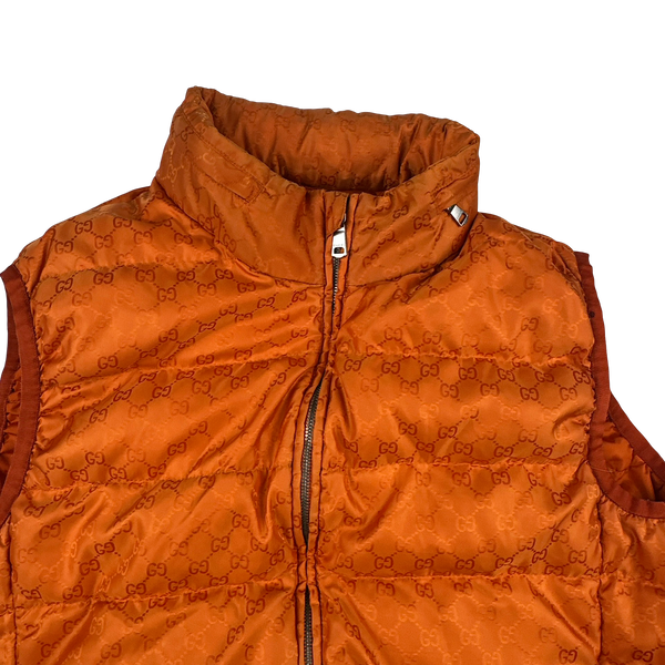 Gucci Monogram Orange Zipped Gilet Jacket - Large