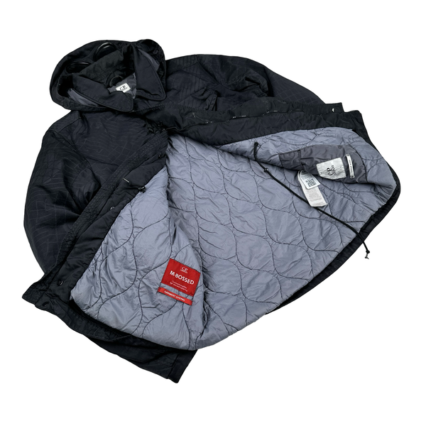CP Company Black M Bossed Quilted Goggle Jacket - Medium