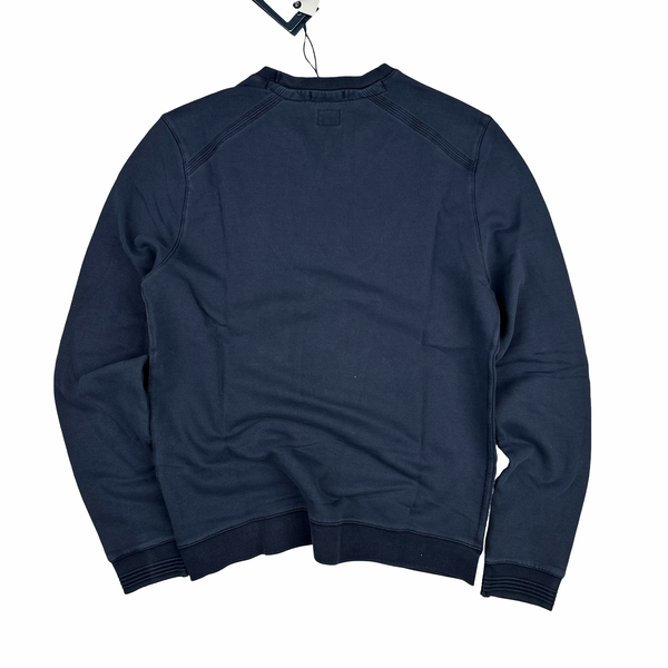 CP Company Navy Blue Cotton Garment Dyed Crewneck Jumper - Large