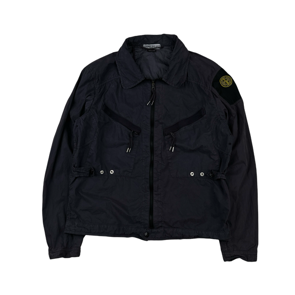 Stone Island 2004 Navy Cotton Embroidered Compass Overshirt - Medium