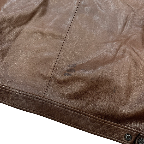 Ralph Lauren Brown Heavyweight Leather Jacket - Large
