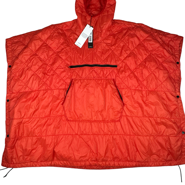 Stone Island 2019 Orange Garment Dyed Quilted Micro Yarn Poncho Pullover Jacket - Medium