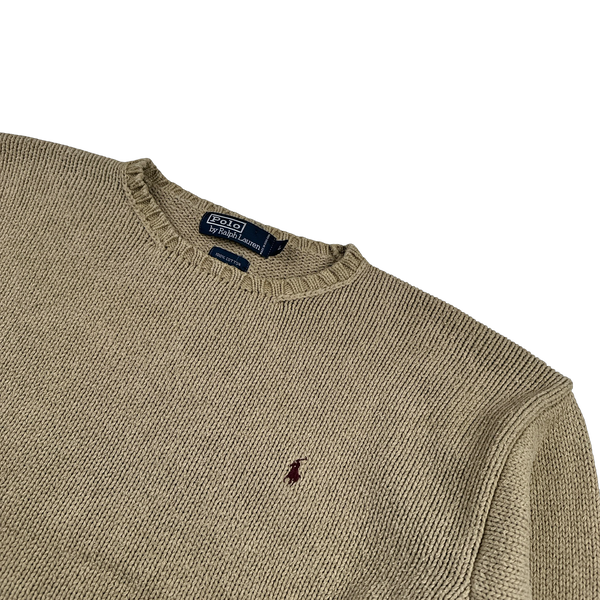 Ralph Lauren Tan Knit Crewneck Jumper - Large