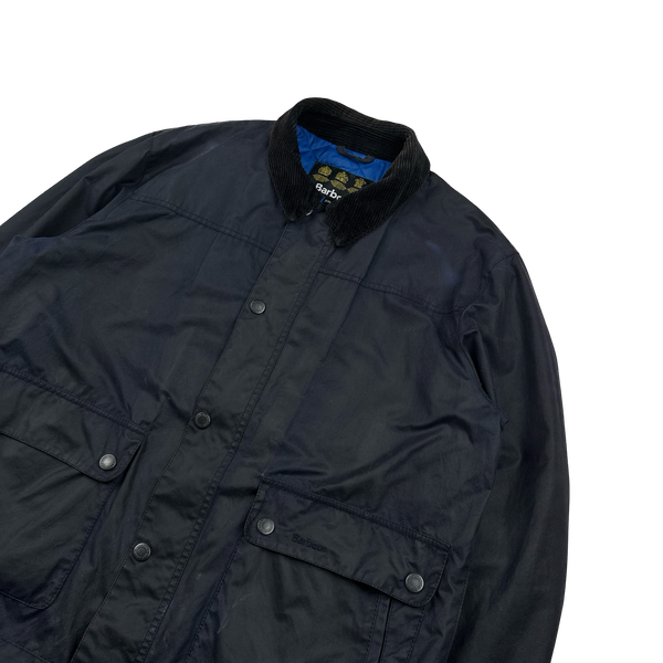 Barbour Navy Cotton Quilted Lined Wax Field Jacket - XXL