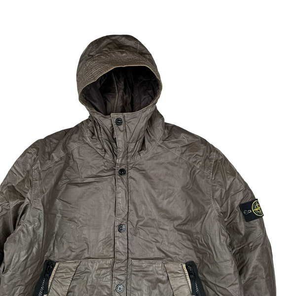 Stone Island 2011 Brown Mussola Gommata Hooded Jacket - 3XL