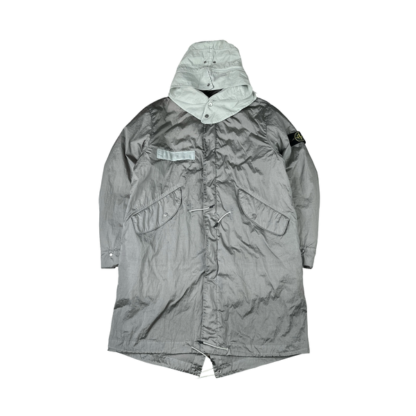 Stone Island 2022 Grey/Light Blue Nylon Metal Watro Primaloft Parka - Large