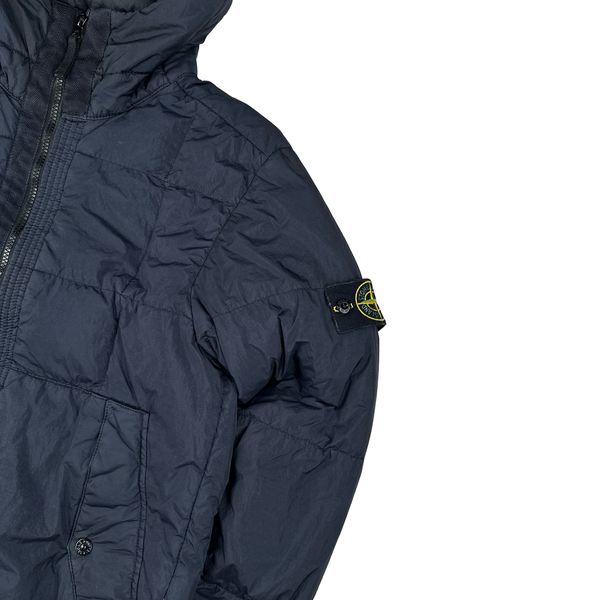 Stone Island 2018 Navy Down Filled Crinkle Puffer Jacket - Medium