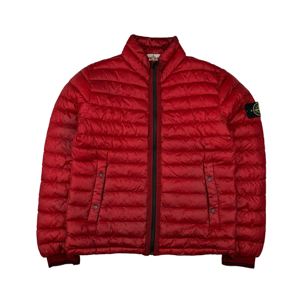 Stone Island 2013 Red Garment Dyed Down Puffer Jacket - Small