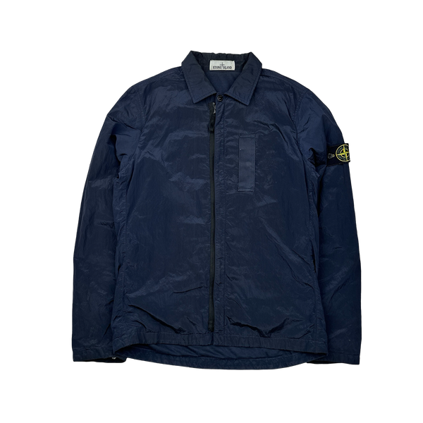 Stone Island Navy Nylon Metal Shimmer Overshirt - Small