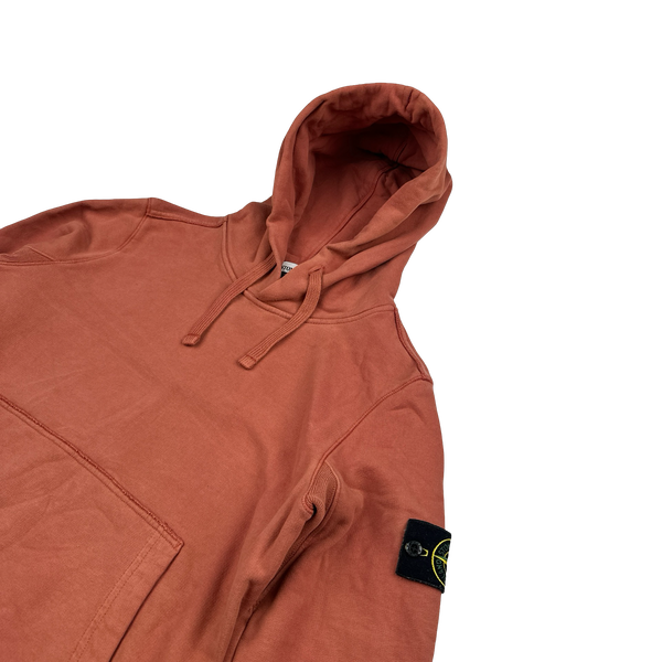 Stone Island Terracotta Cotton Pullover Hoodie - Small