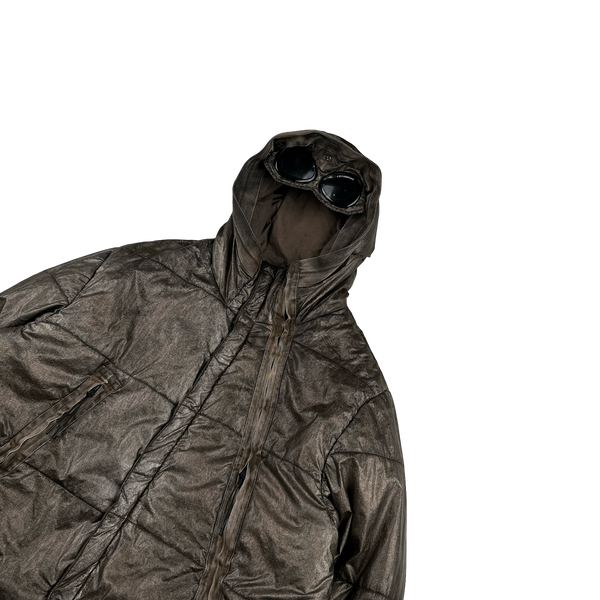 CP Company Brown Antic Silver Padded Goggle Jacket - 3XL