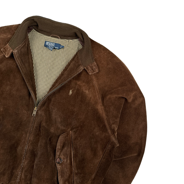Ralph Lauren Brown Heavyweight Suede Bomber Jacket - XL