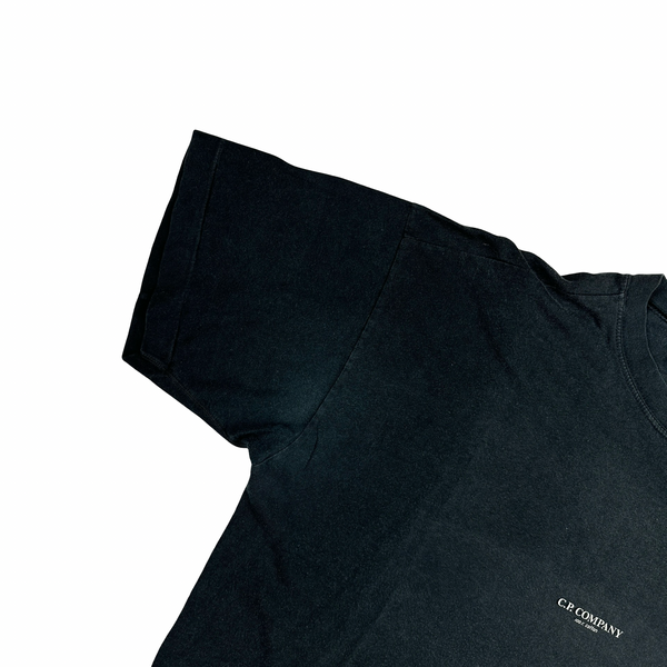 CP Company Vintage Cotton Black Spellout Boxy Fit T Shirt - Small