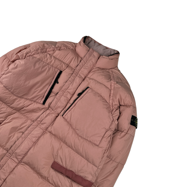 Stone Island 2016 Pink Crinkle NY Down Long Puffer Jacket - 3XL